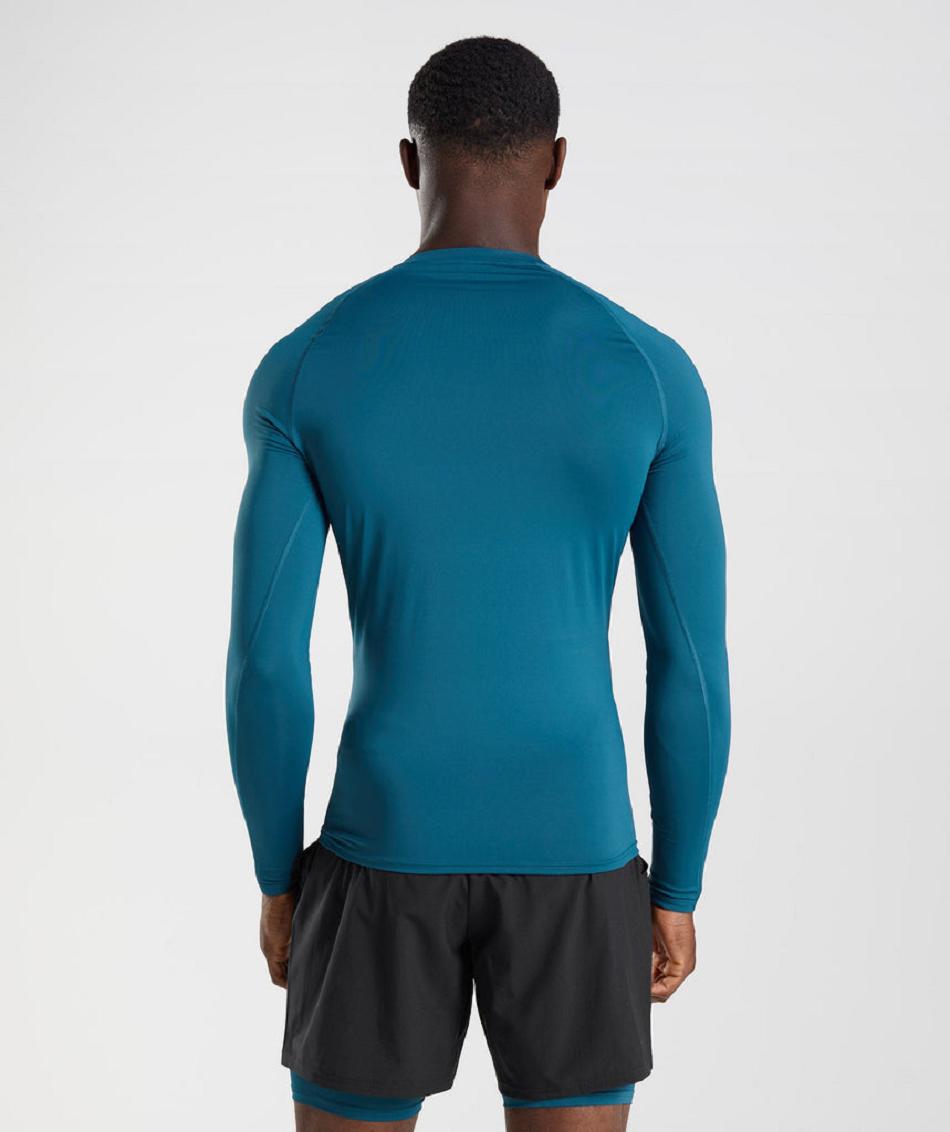 Long Sleeve Męskie Gymshark Element Baselayer Niebieskie | PL 4110HAP